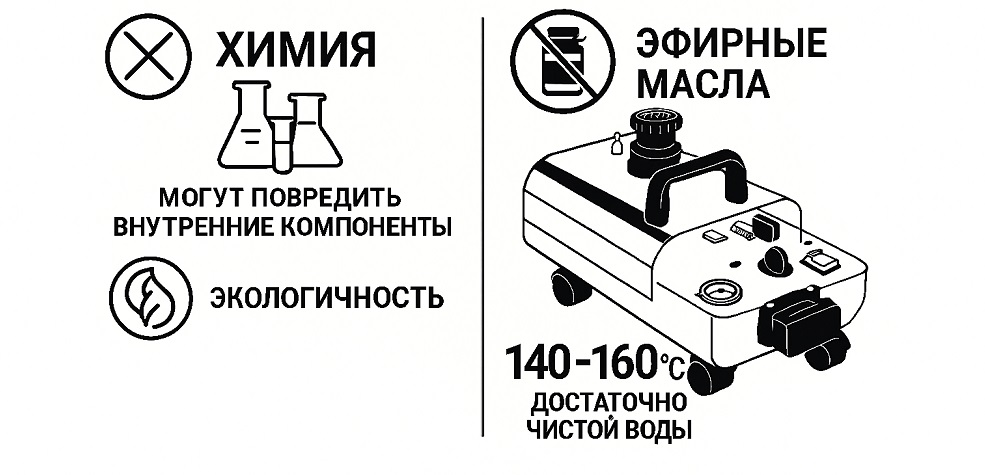 Добавление химии и эфирных масел в парогенератор LELIT Добавление химии и эфирных масел в парогенератор LELIT