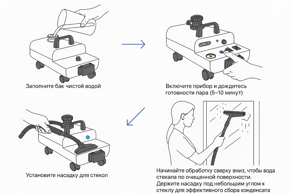 Как помыть окна пароочистителем Lelit PG024N Как помыть окна пароочистителем Lelit PG024N